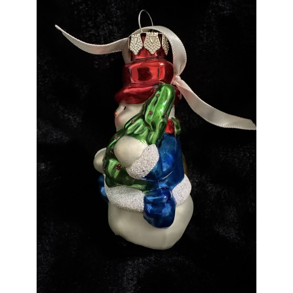 Vintage Christmas Glass Ornament Snowman 3.5" Tall Traditional Holiday - Picture 4 of 7